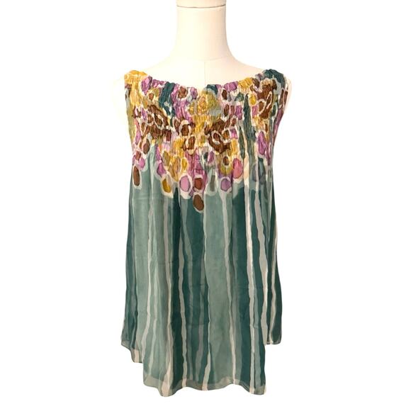 Diane von Furstenberg Watercolor Silk Loose Tank Blouse 6 - Picture 1 of 7